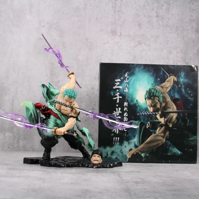 Action Figure Shura Roronoa Zoro, Seis Braços, 9 Lâminas, Anime One piece 30 cm, 40cm