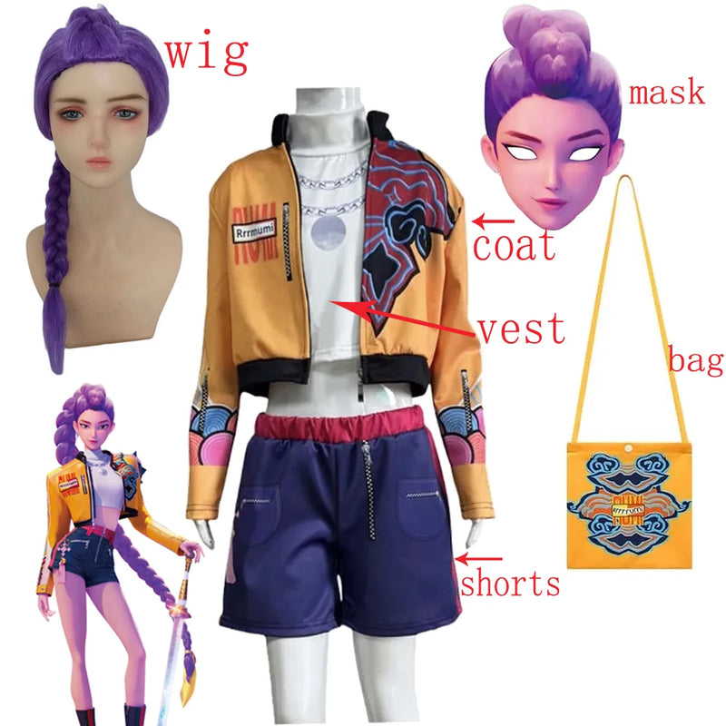 Cosplay rumi, mira & zoey infantil Anime kpop huntrix Demon Hunters