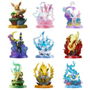 Action figure evolução da evee espeon, sylveon, glaceon, leafeon, vaporeon, umbreon, flareon Anime pokemon