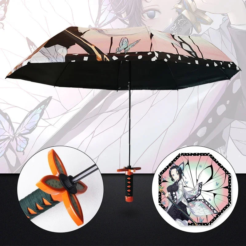 Guarda-chuva dobrável Tanjirou, Zenitsu, Yoriichi, Giyuu, Anime Demon Slayer