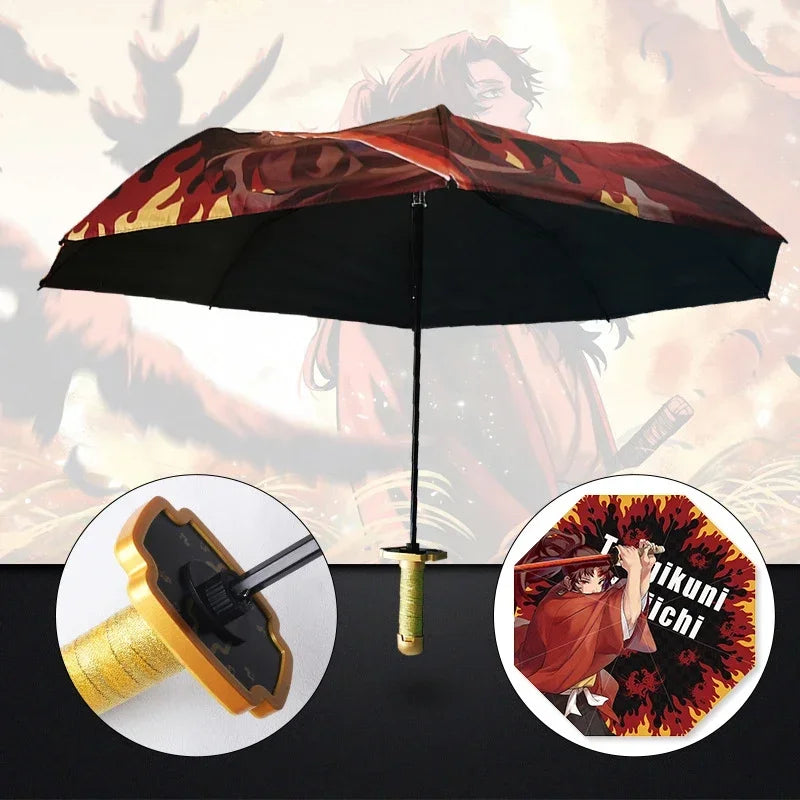 Guarda-chuva dobrável Tanjirou, Zenitsu, Yoriichi, Giyuu, Anime Demon Slayer