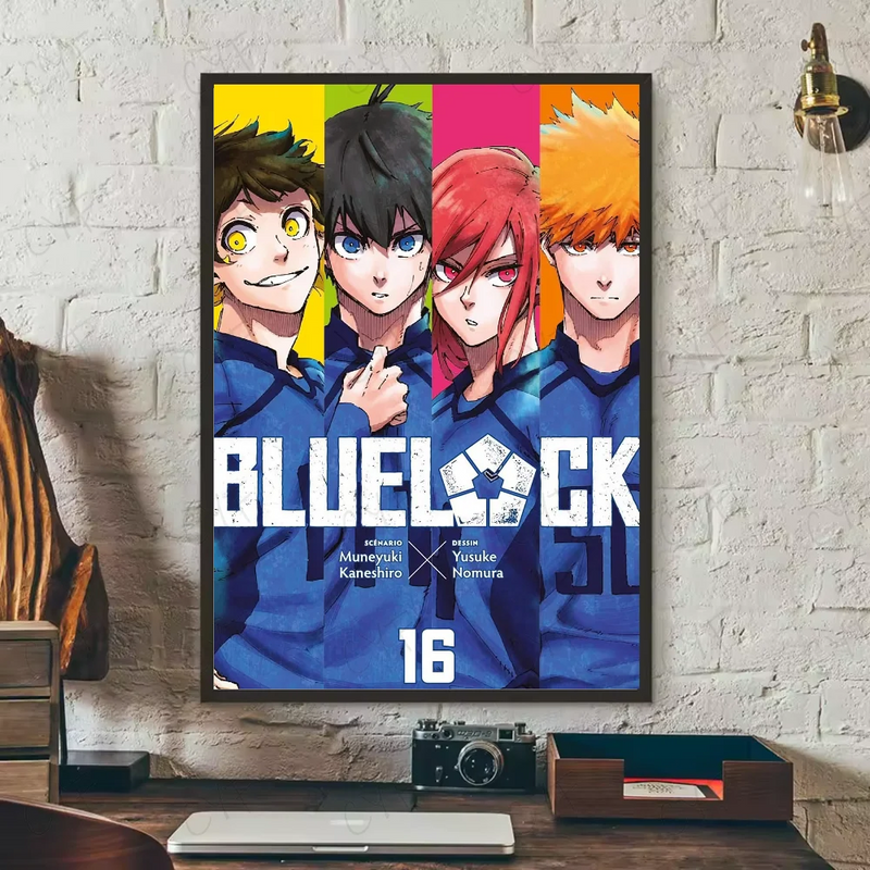 Popular anime japonês azul bloqueio cartaz hd arte pegajosa parede à prova dwaterproof água casa sala de estar quarto barra decoração estética