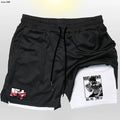Anime baki hanma shorts masculinos esporte 2 em 1 ginásio jogging treinamento de corrida respirável fitness dupla camada bolso escondido calças curtas