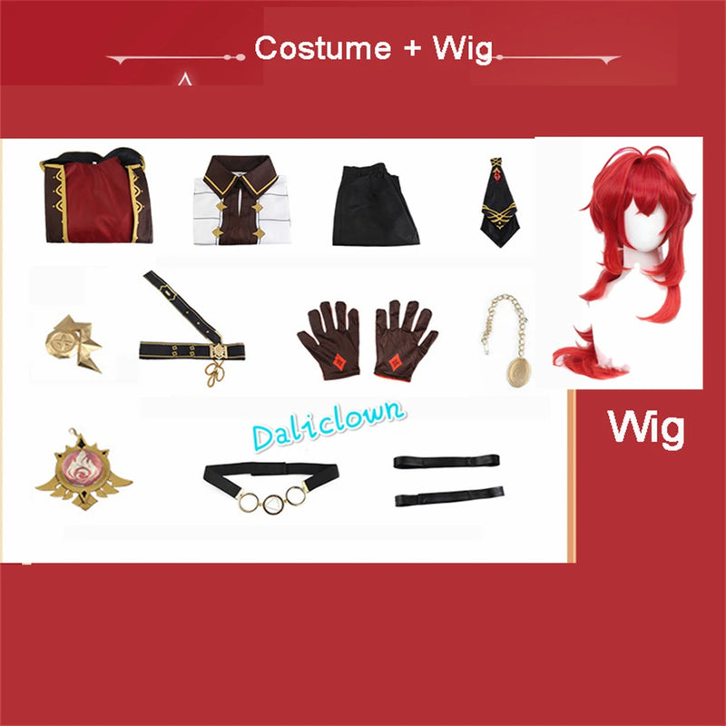 Cosplay Diluc Game Genshin Impact