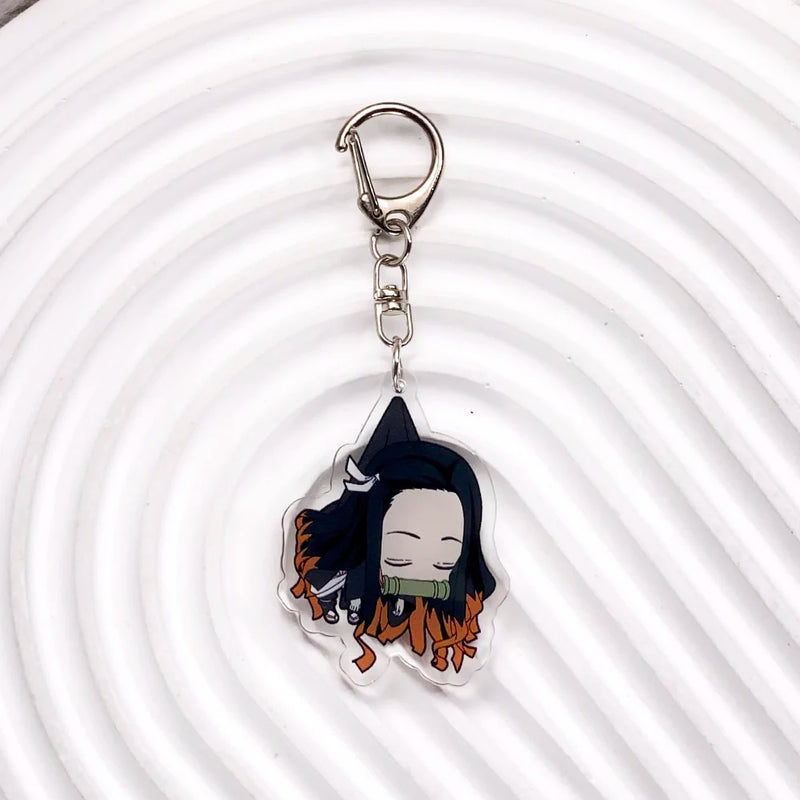 Personagens de anime demon slayer na moda acrílico chaveiro acessórios saco charme criativo mochila pingente chaveiro presentes para amigos