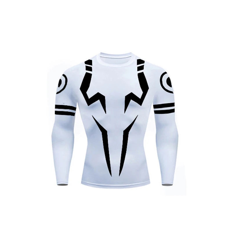 Camiseta de compressão Sukuna 3D com manga comprida Anime jujutsu kaisen