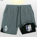 Shorts fitness de compreensão Anime Attack on Titan