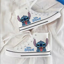 Kawaii disney stitch sapatos de lona de alta qualidade/baixa dos desenhos animados graffiti versátil sapatos esportivos para homens e mulheres moda sapatos planos