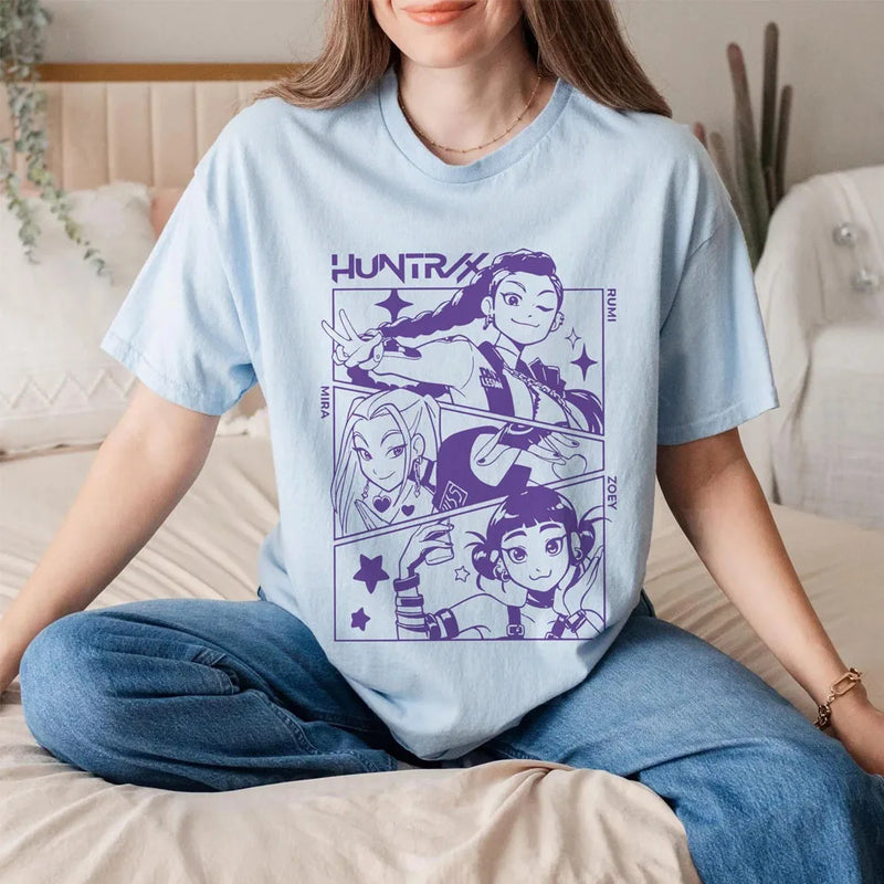 Camiseta casual Anime kpop huntrix Demon Hunters