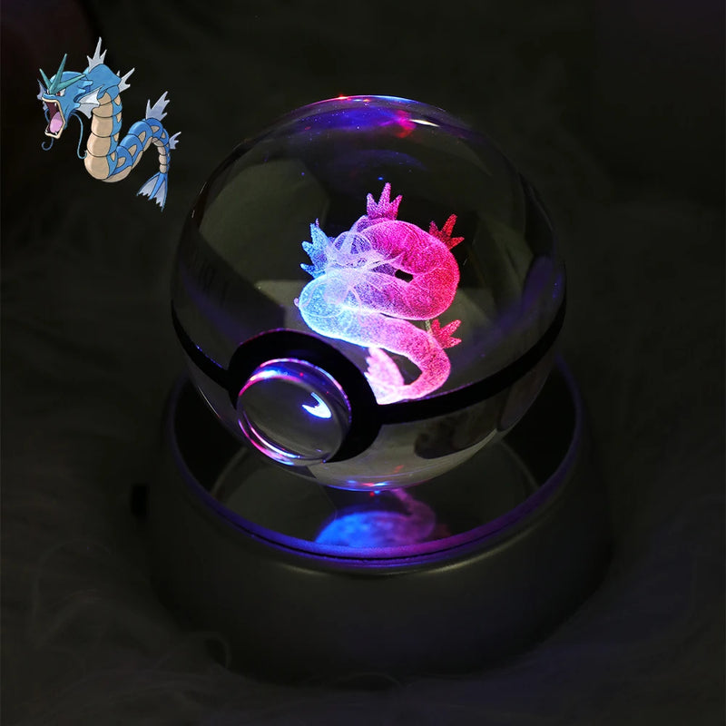 Figura Crystal Ball 3D  Pokeball, Rayquaza, Umbreon, Mew, Gengar, Idéia, Vulpix LeD