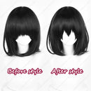 Peruca sintética preta mei misaki, 35cm