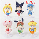 7cm Sailor Moon Anime Figura Tsukino Usagi/Chibiusa/Kino Makoto Figura de ação Marinheiro Marte Júpiter Mercúrio Vênus Estatueta Brinquedo infantil