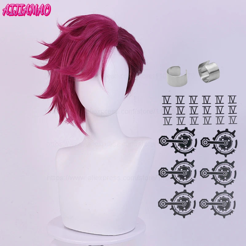 Peruca + Boné vi Anime Arcane, Game LOL, 30cm