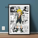 Quadro 7 Sete Pecados Capitais estilo Manga Anime Nanatsu no Taizai