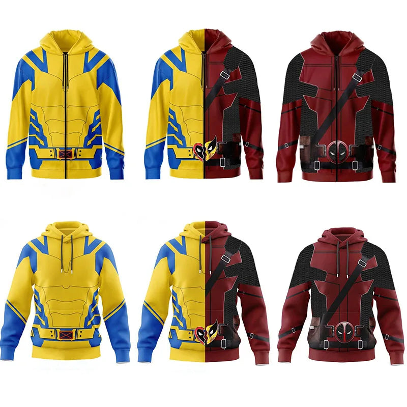 Jaqueta Traje Wolverine e Deadpool Masculino com ziper