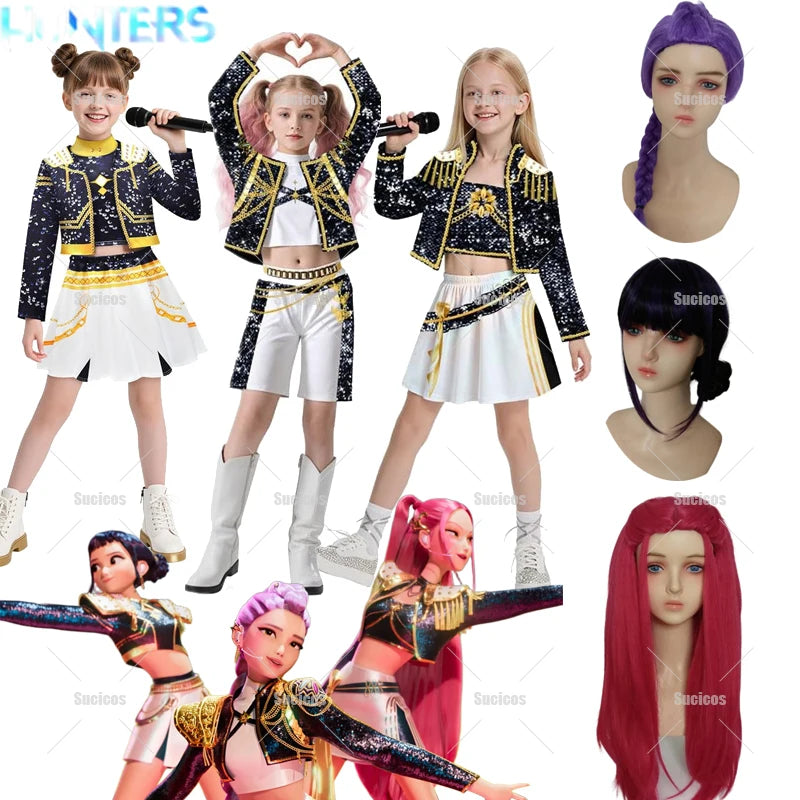 Cosplay rumi, mira & zoey infantil Anime kpop huntrix Demon Hunters