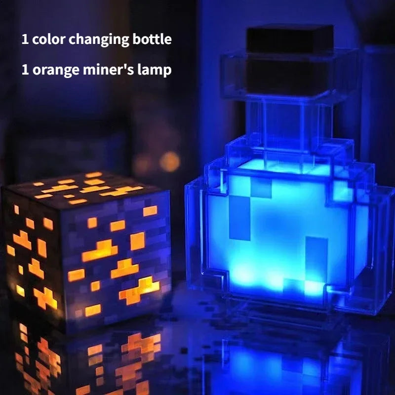 Luminária minecraft block de minério e poção