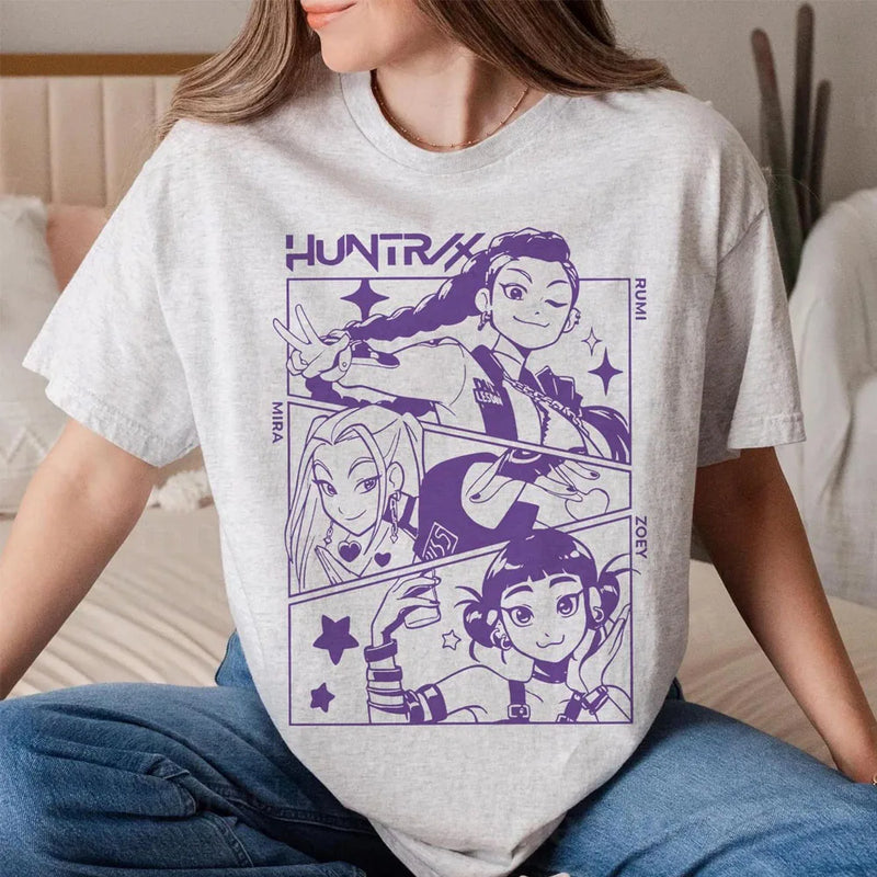 Camiseta casual Anime kpop huntrix Demon Hunters