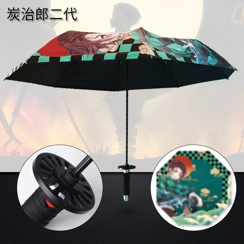 Guarda-chuva dobrável Tanjirou, Zenitsu, Yoriichi, Giyuu, Anime Demon Slayer