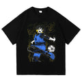 Verão masculino novo bloqueio azul anime camiseta casual moda impressa solta em torno do pescoço camiseta moda masculina/feminina t camisa