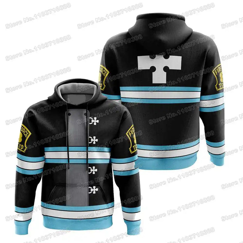 Moletom estilo Hoodie Harajuku Anime fire force