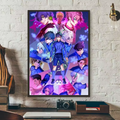 Popular anime japonês azul bloqueio cartaz hd arte pegajosa parede à prova dwaterproof água casa sala de estar quarto barra decoração estética