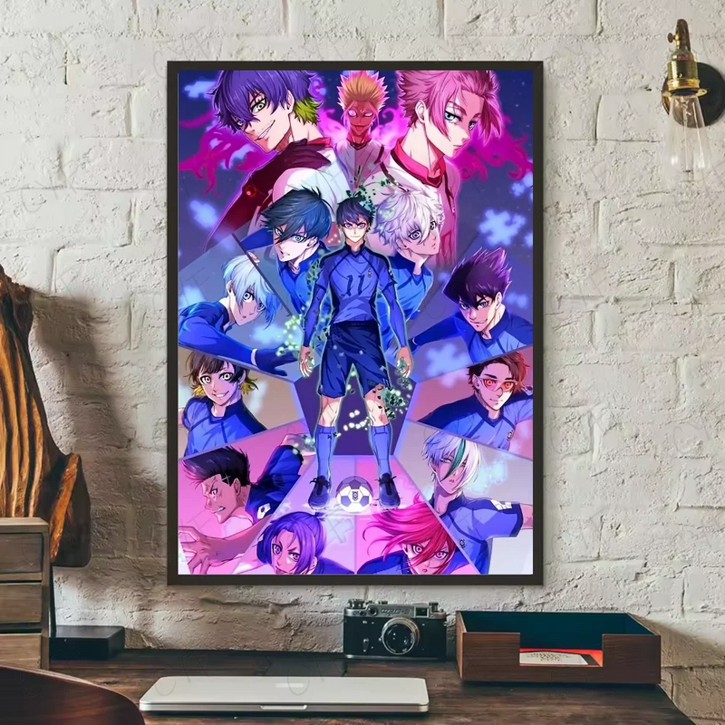 Popular anime japonês azul bloqueio cartaz hd arte pegajosa parede à prova dwaterproof água casa sala de estar quarto barra decoração estética