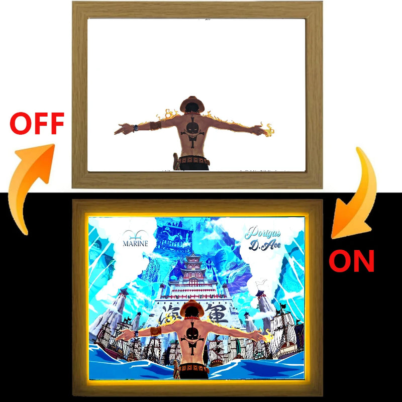 Quadro em led night  Zoro, Luffy Anime One Piece