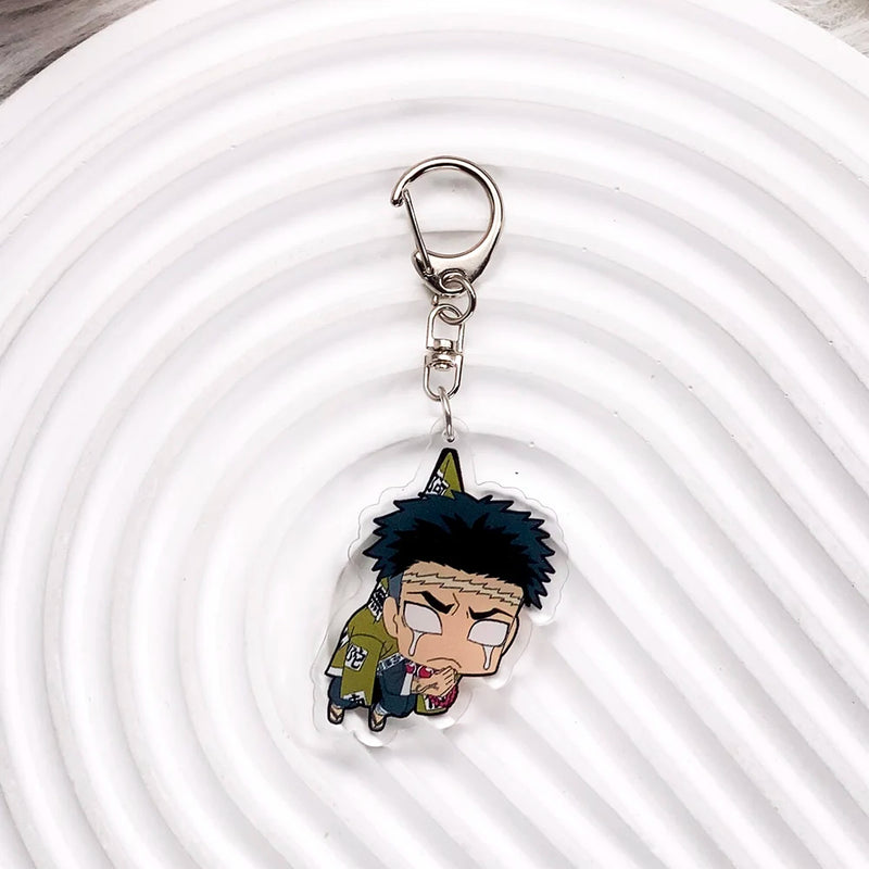 Personagens de anime demon slayer na moda acrílico chaveiro acessórios saco charme criativo mochila pingente chaveiro presentes para amigos