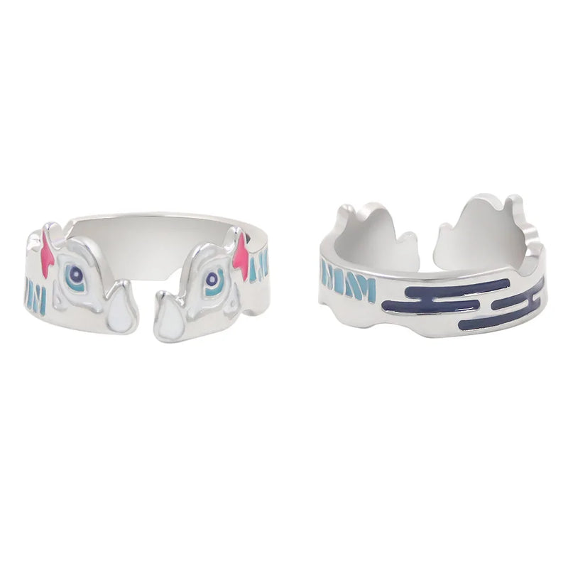 Demon Slayer Anime Anel para Homens e Mulheres, Kimetu No Yaiba, Tanjirou, Nezuko, Agatsuma, Zenitsu, Kochou, Shinobu, Cosplay Acessórios, Presente