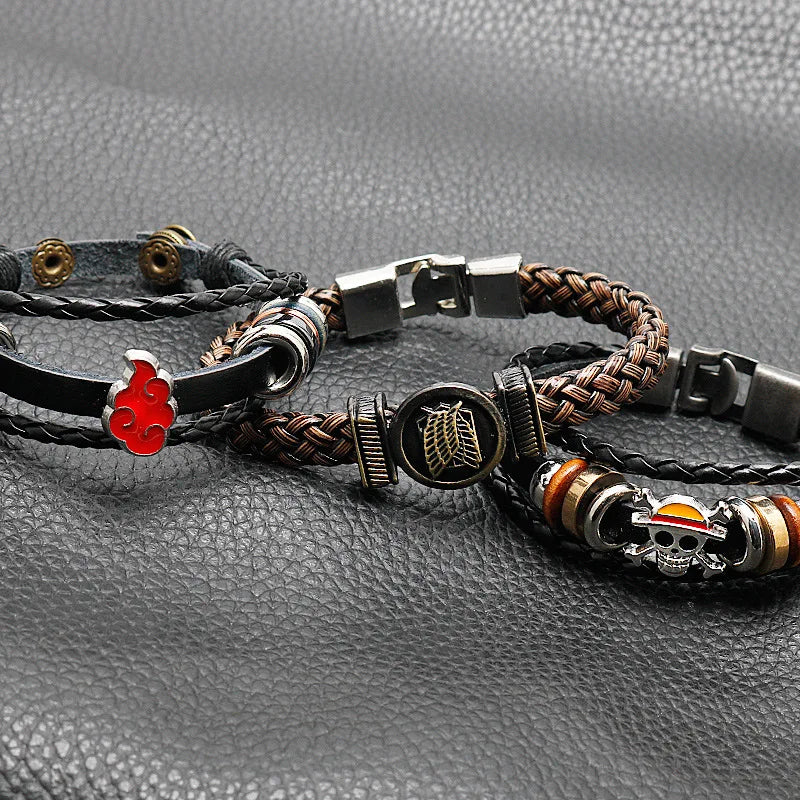 Pulseira De Couro Anime Naruto, attack on titan, one piece 1Pc