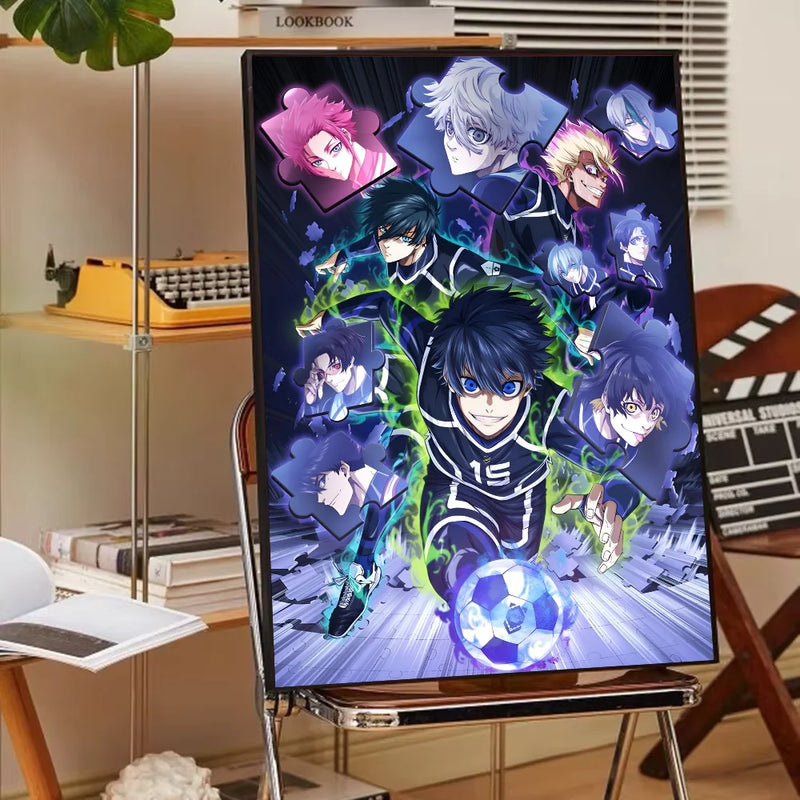 Anime azul bloqueio cartaz cartaz de papel impressão casa sala estar quarto entrada bar café arte pintura decoração