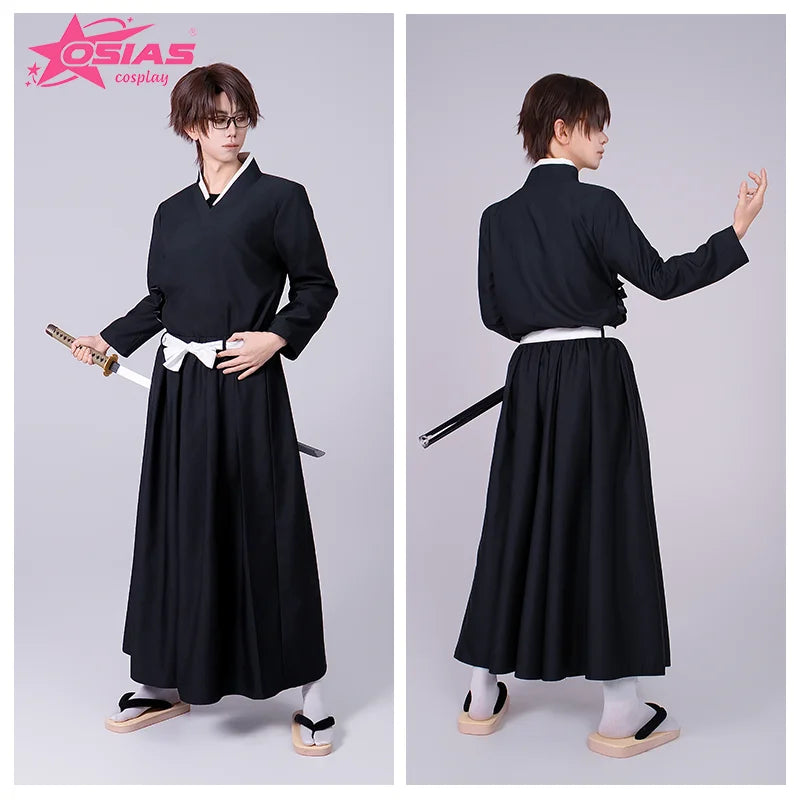 OSIAS Aizen Sousuke Cosplay Conjunto Aizen Sousuke peruca Aizen Sousuke sapatos BLEACH