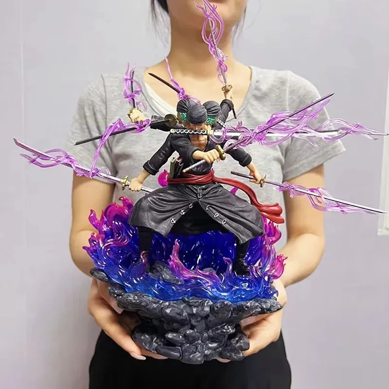 Action Figure Shura Roronoa Zoro, Seis Braços, 9 Lâminas, Anime One piece 30 cm, 40cm