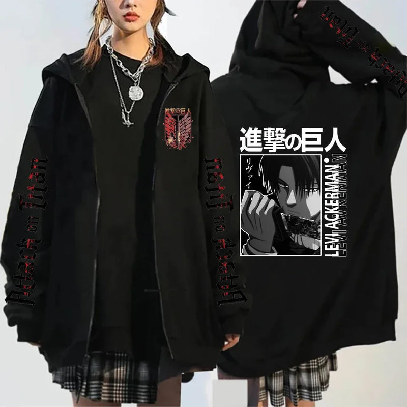 Moletom asas da liberdade Yeager Eren Levi Shingeki Anime Attack On Titan