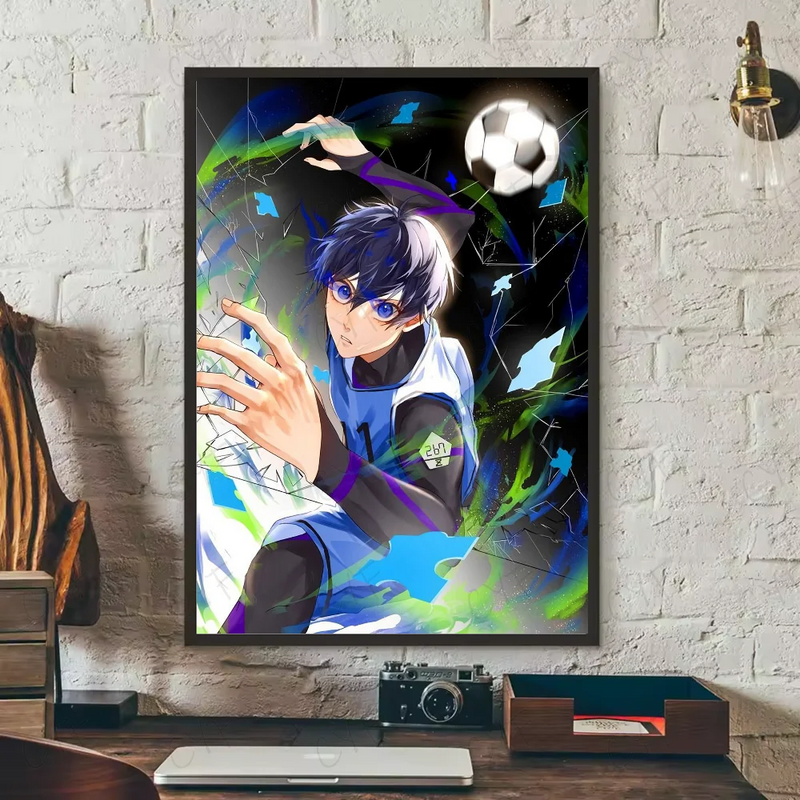 Popular anime japonês azul bloqueio cartaz hd arte pegajosa parede à prova dwaterproof água casa sala de estar quarto barra decoração estética