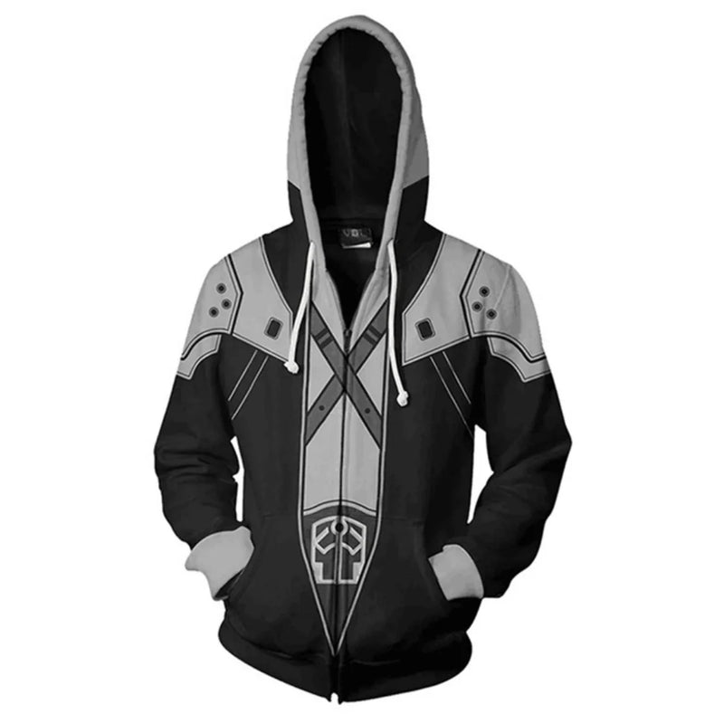 Jogo ffvii renascimento sephhiroth cosplay moletom unisex vintage 3d impresso com capuz pulôver halloween carnaval festa batalha casaco