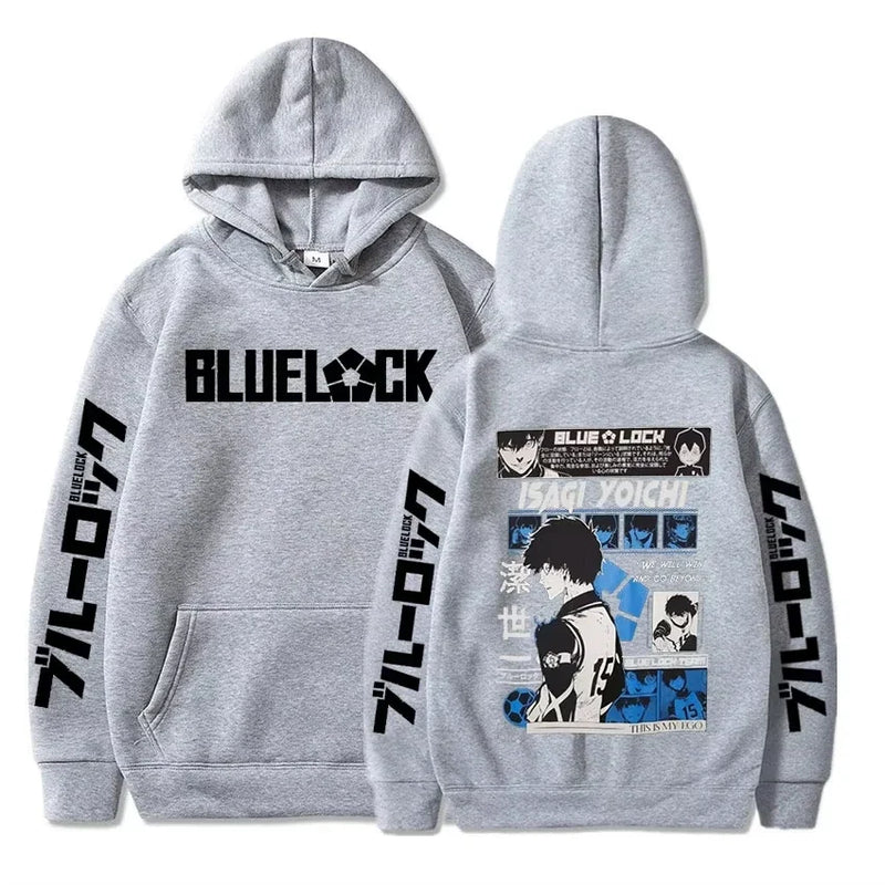 2025 anime azul bloqueio isagi yoichi impresso com capuz das mulheres dos homens mangá quente impresso hoodies streetwear harajuku