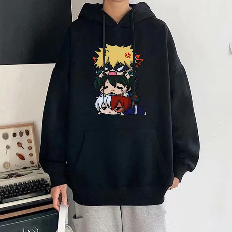 Moletom com capuz feminino Deku Bakugou Katsuki Todoroki Shoto Anime my hero academia