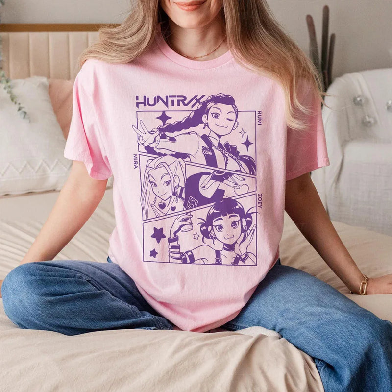 Camiseta casual Anime kpop huntrix Demon Hunters