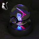 Figura Crystal Ball 3D  Pokeball, Rayquaza, Umbreon, Mew, Gengar, Idéia, Vulpix LeD