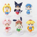 7cm Sailor Moon Anime Figura Tsukino Usagi/Chibiusa/Kino Makoto Figura de ação Marinheiro Marte Júpiter Mercúrio Vênus Estatueta Brinquedo infantil