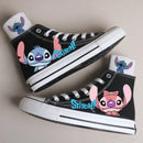 Kawaii disney stitch sapatos de lona de alta qualidade/baixa dos desenhos animados graffiti versátil sapatos esportivos para homens e mulheres moda sapatos planos