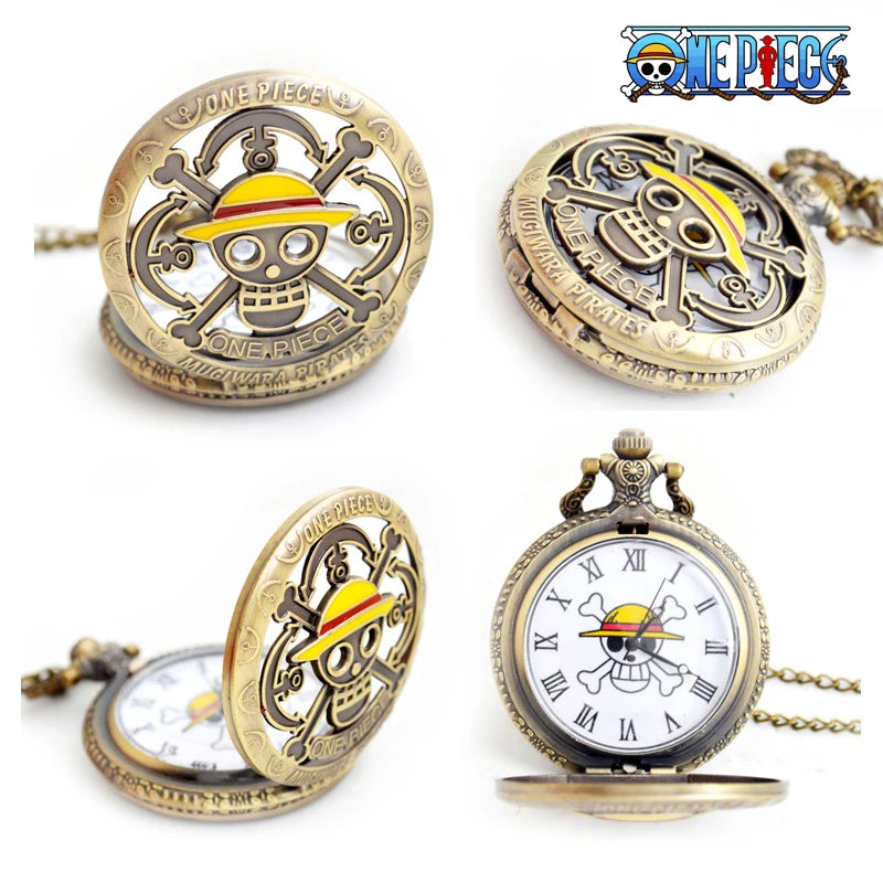 Relógio Retro Flip Pocket Watch Anime One Piece Dragon Ball, Naruto
