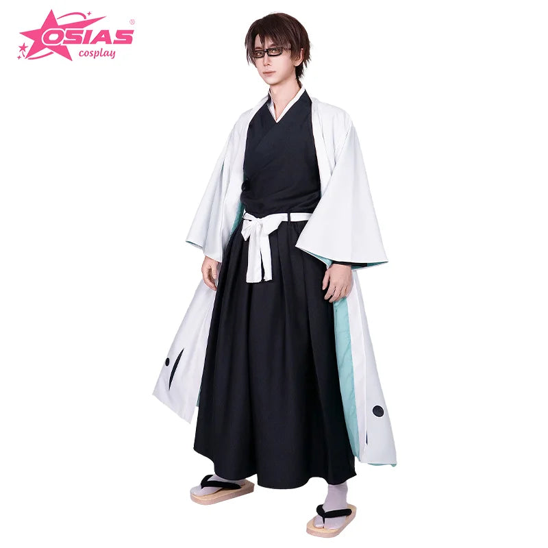 OSIAS Aizen Sousuke Cosplay Conjunto Aizen Sousuke peruca Aizen Sousuke sapatos BLEACH