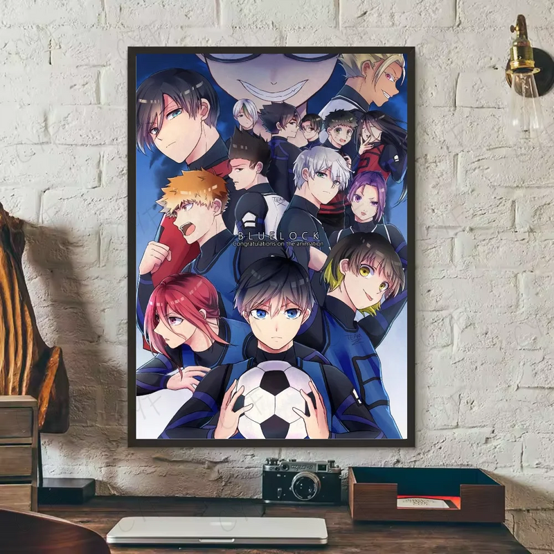 Popular anime japonês azul bloqueio cartaz hd arte pegajosa parede à prova dwaterproof água casa sala de estar quarto barra decoração estética