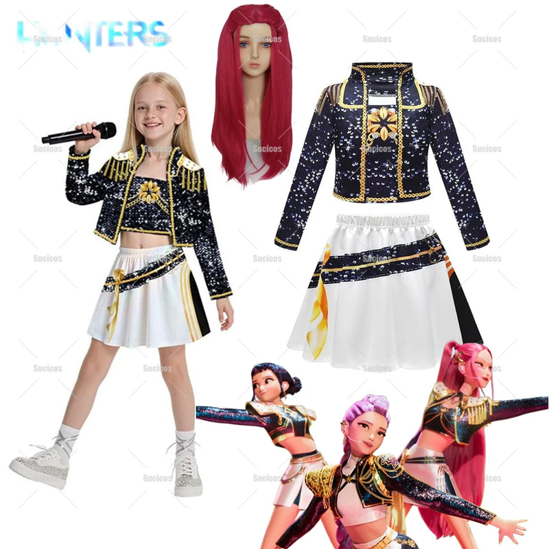 Cosplay rumi, mira & zoey infantil Anime kpop huntrix Demon Hunters
