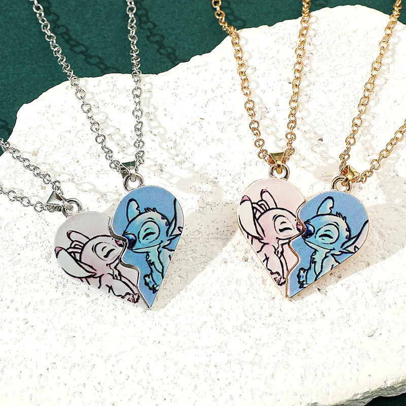 Colar de coração Disney lilo & Stitch para casal