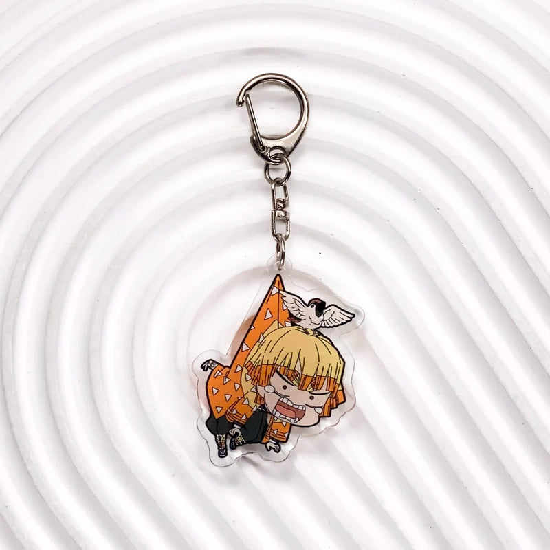 Personagens de anime demon slayer na moda acrílico chaveiro acessórios saco charme criativo mochila pingente chaveiro presentes para amigos