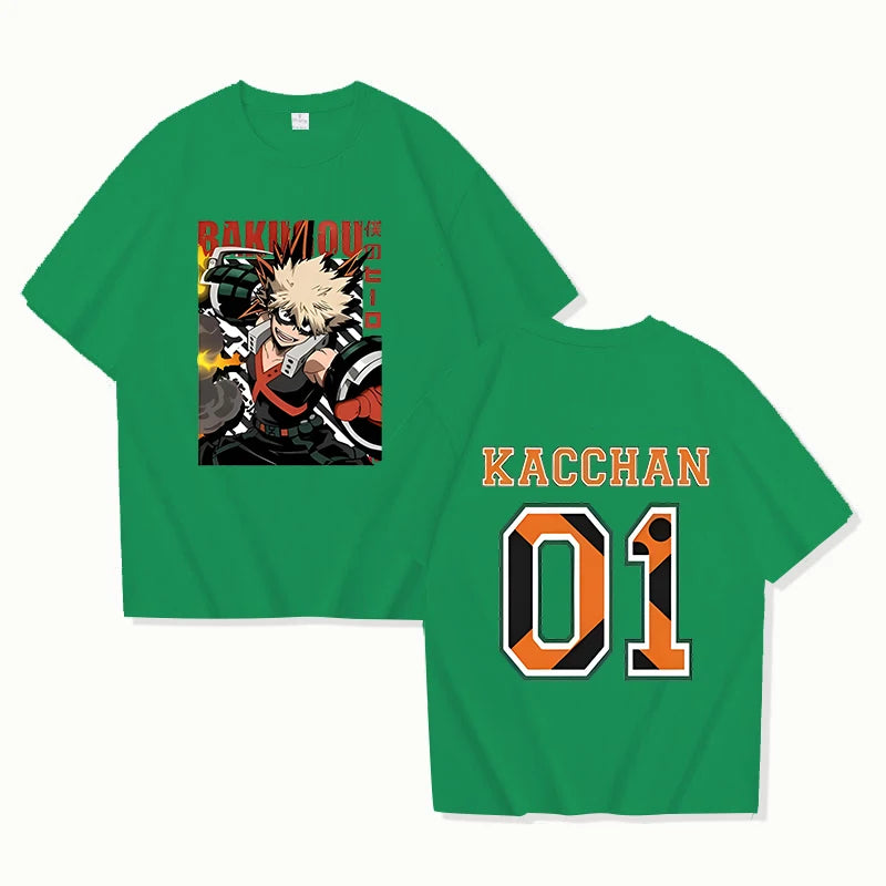 Hot Anime Bakugou Katsuki 01 Printing T-shirt Women Men Fashion Short Sleeve Street Casual Personality Summer T-shirt
